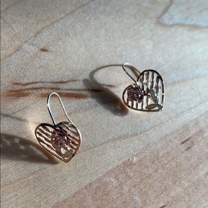 Gold and rose gold heart earrings